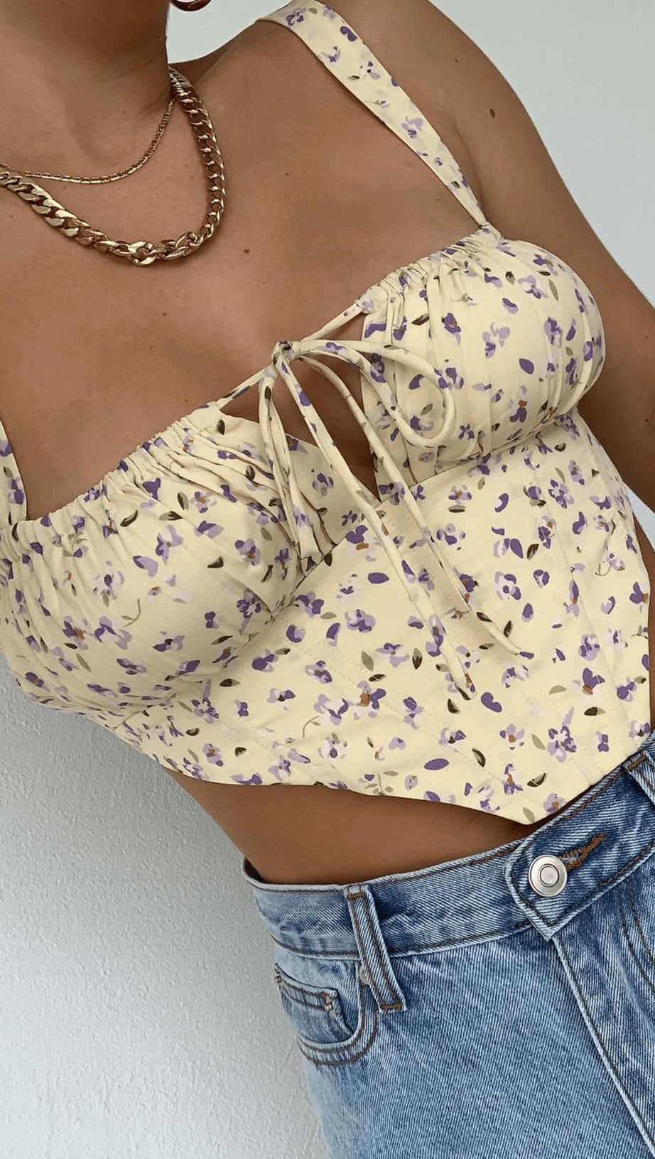 GILET SENZA SPALLINE IN PIZZO FLOREALE.