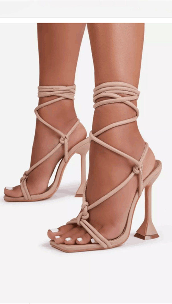 AIIZIE FISH MOUTH CROSS STRAP HIGH HEELS - product image