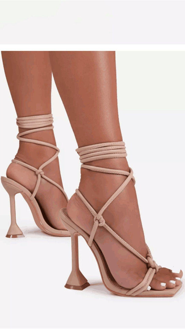 AIIZIE FISH MOUTH CROSS STRAP HIGH HEELS - product image