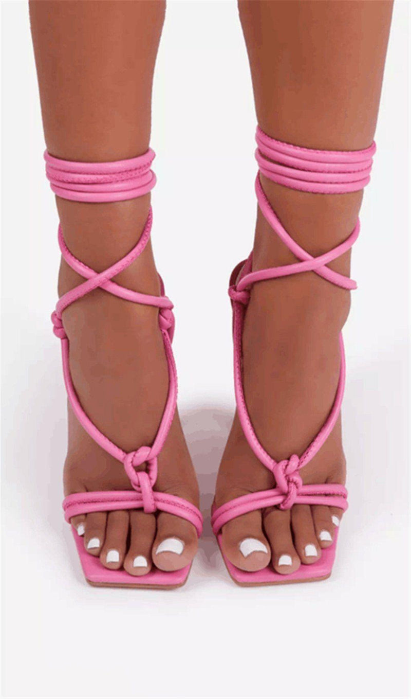 FISH MOUTH CROSS STRAP HIGH HEELS