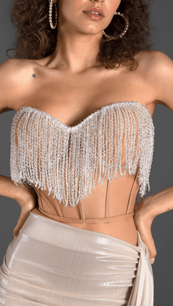AIIZIE GEROULIS OFF SHOULDER PLEAT DRAPED 2 PIECE SET - product image
