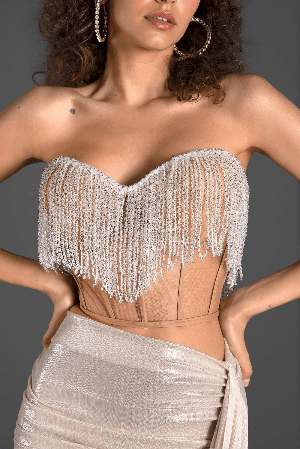 Geroulis – Schulterfreies, plissiertes, drapiertes 2-teiliges Set