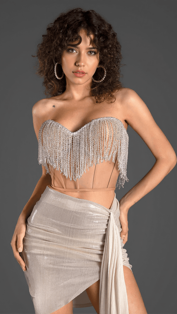 AIIZIE GEROULIS OFF SHOULDER PLEAT DRAPED 2 PIECE SET - product image