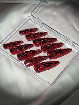 Red Crystal Stilleto Handmade Press On Nails