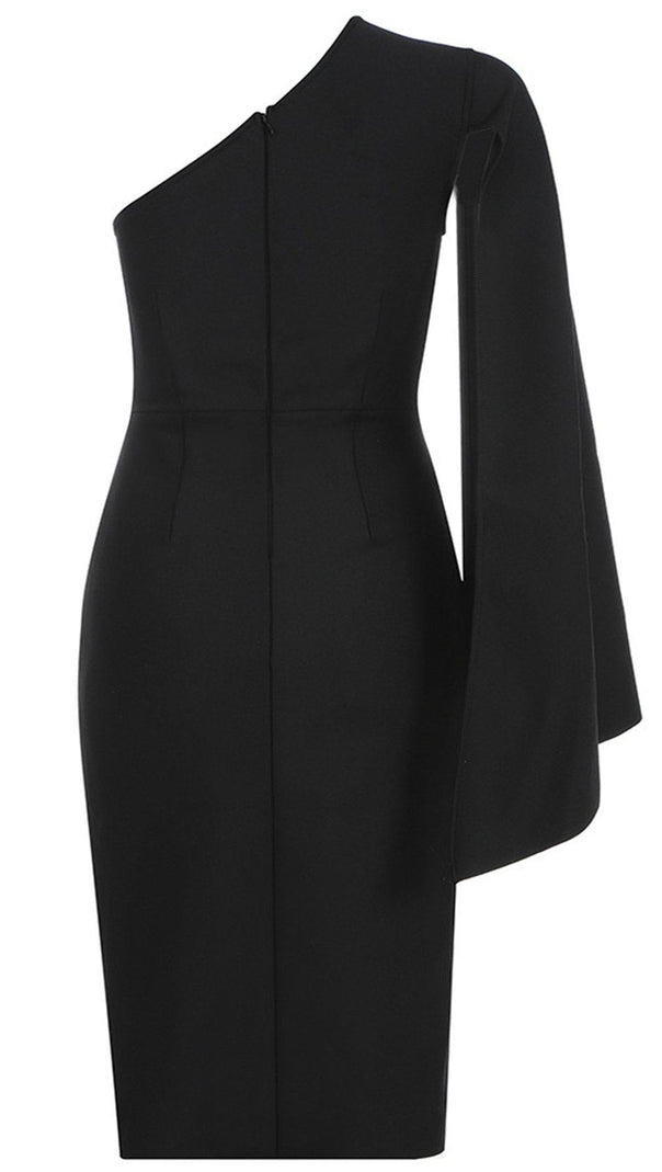 AIIZIE FASHION BLACK OBLIQUE SHOULDER DRESSS - product image