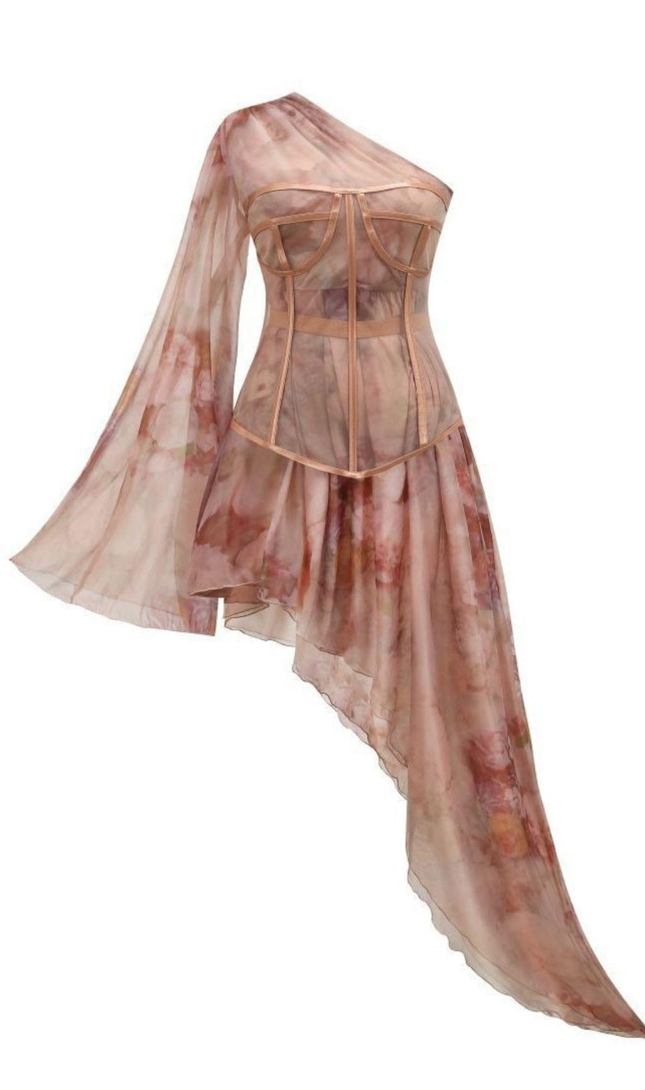 ABITO EVANGELINE IN SETA ROSA