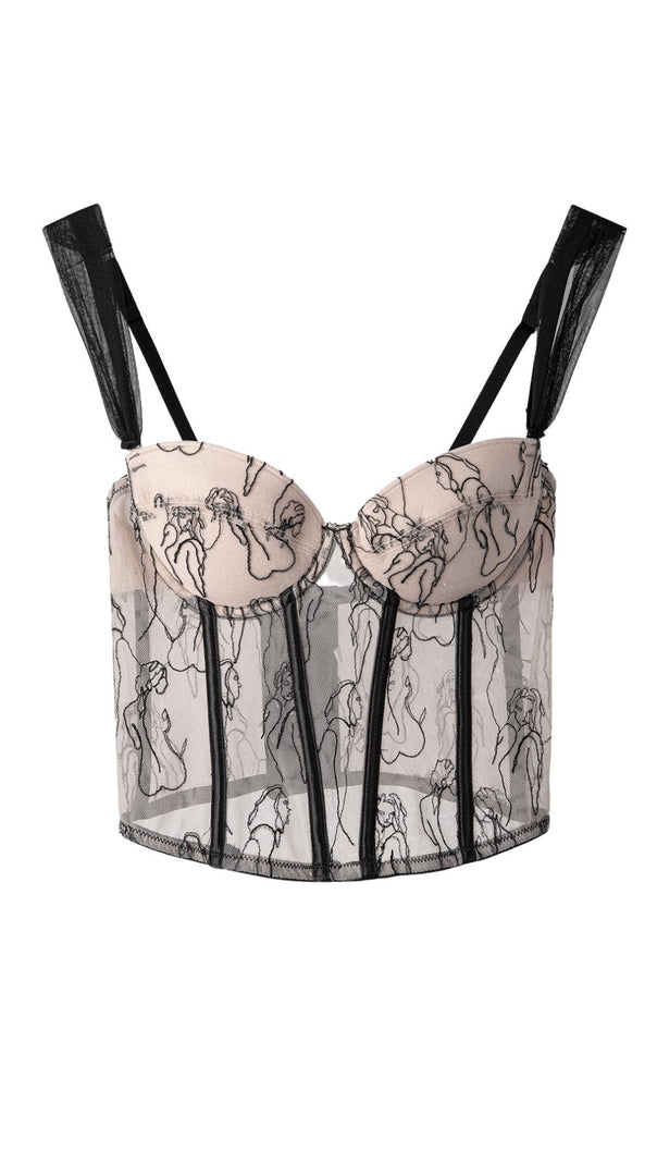 AIIZIE REMOVABLE EMBROIDERED FRENCH LACE STRAP CORSET - product image