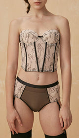 REMOVABLE EMBROIDERED FRENCH LACE STRAP CORSET