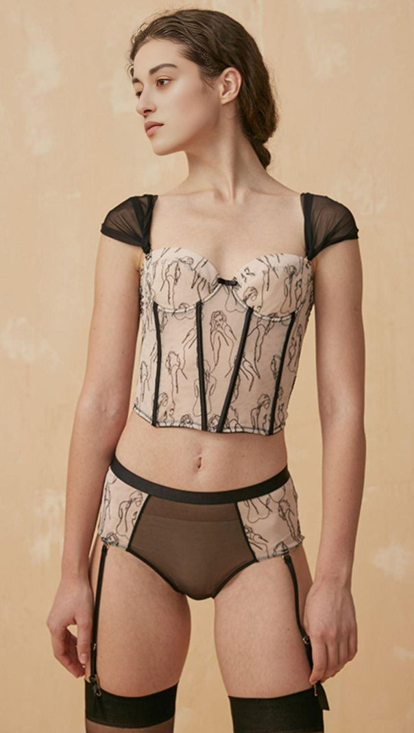 AIIZIE REMOVABLE EMBROIDERED FRENCH LACE STRAP CORSET - product image