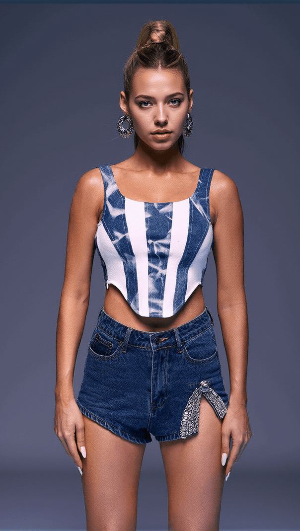 AIIZIE ELADIA STRIPE DENIM TOP - product image