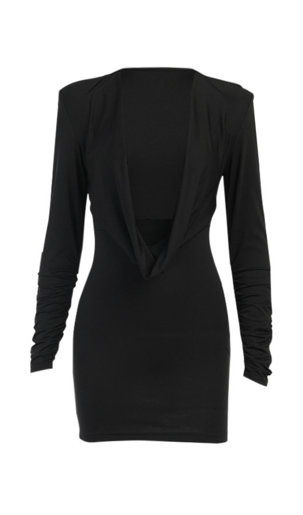 DEEP V HOLLOW SEXY SHORT DRESS