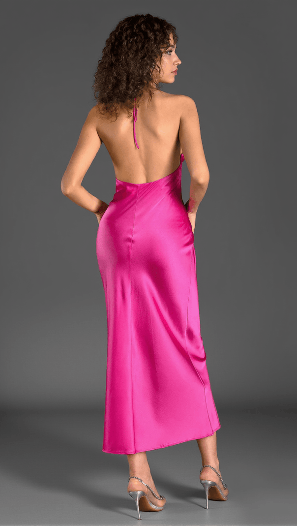 AIIZIE BURALLIS HALTER SILK DRESS IN RED - product image