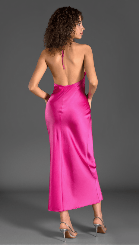 Burallis – Neckholder-Seidenkleid in Rot