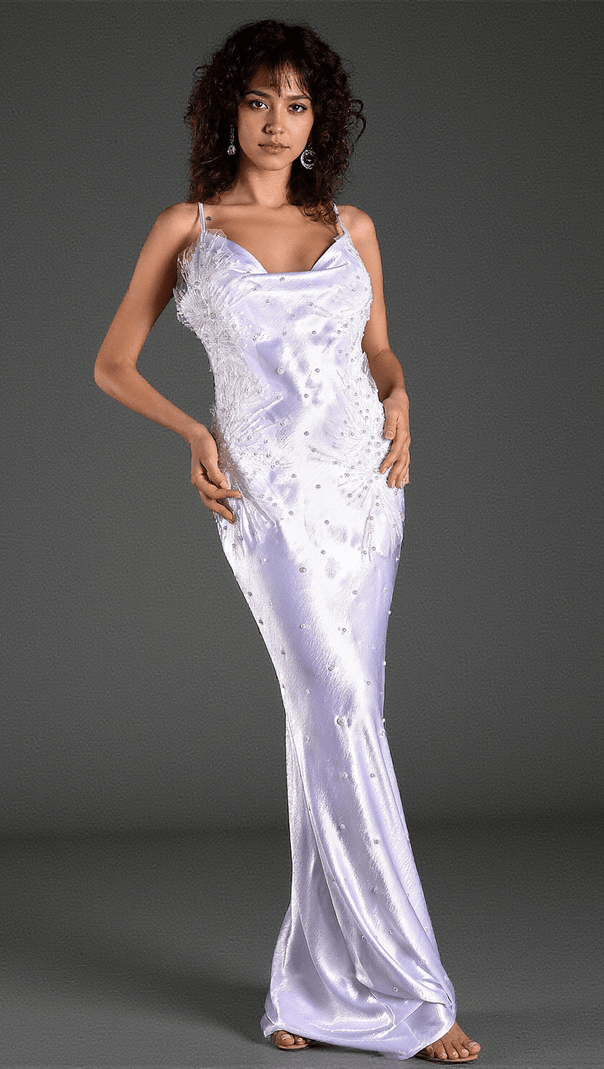 AIIZIE ALANIDES BEAD APPLIQUE SATIN DRESS - product image