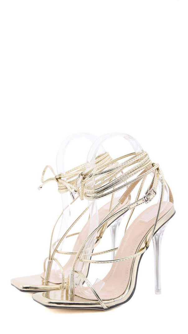 AIIZIE CRYSTAL CROSS STRAPS HIGH HEELS - product image