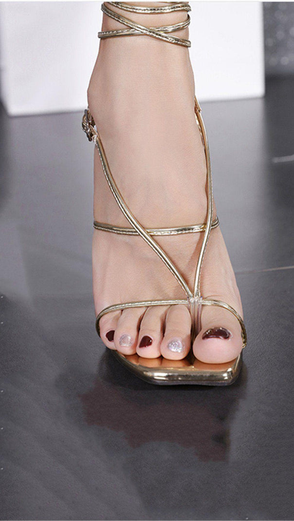 AIIZIE CRYSTAL CROSS STRAPS HIGH HEELS - product image
