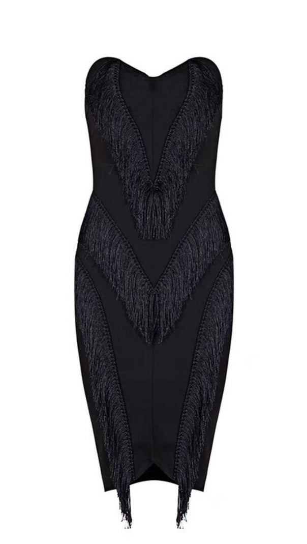 AIIZIE CROPPED BLACK LOW NECKLINE DRESS - product image