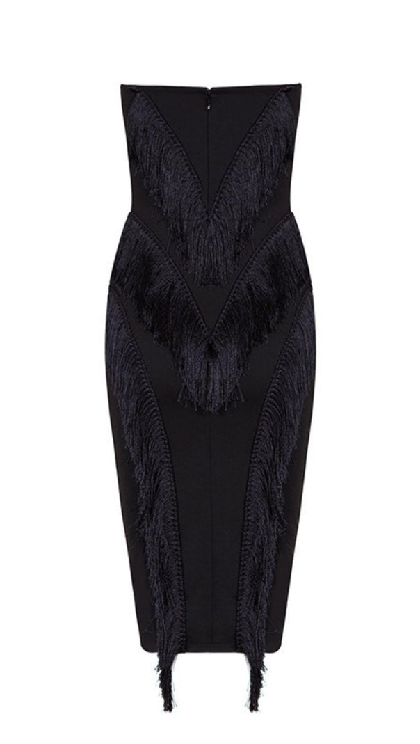 AIIZIE CROPPED BLACK LOW NECKLINE DRESS - product image