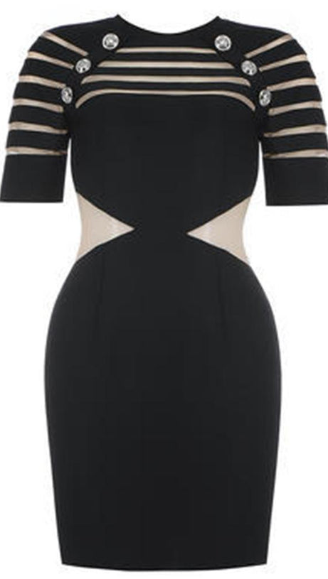 Lagenkleid mit Rundhalsausschnitt und Taille