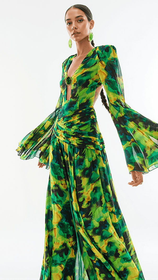 AIIZIE VITALEAS PRINTED CHIFFON MAXI DRESS - product image