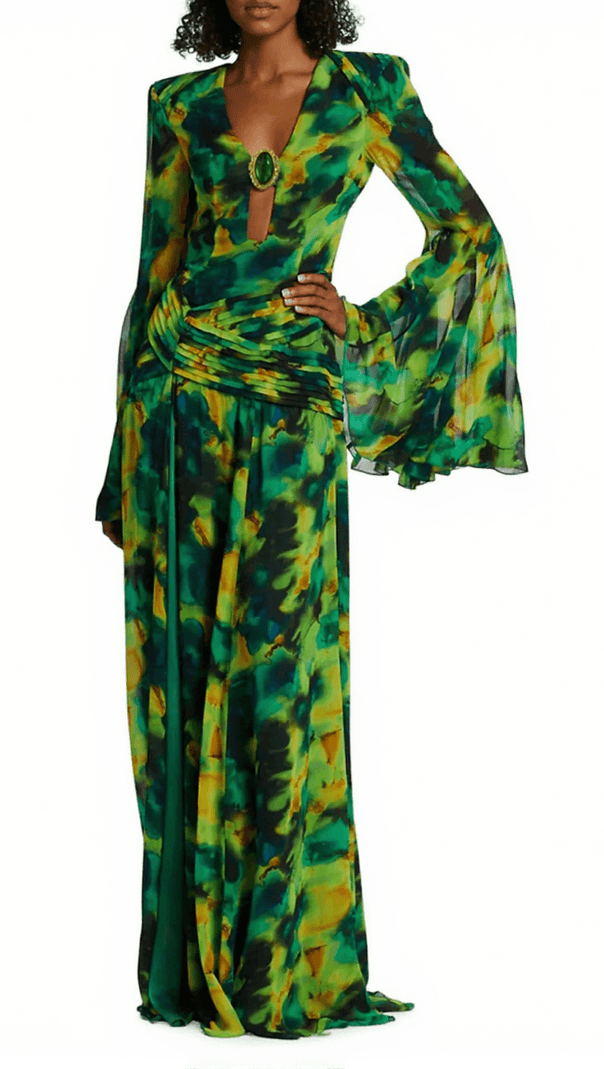 AIIZIE VITALEAS PRINTED CHIFFON MAXI DRESS - product image