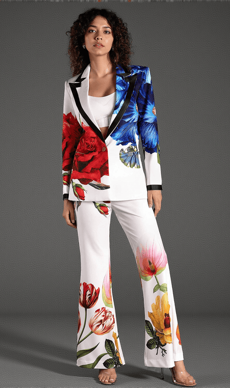 Completo blazer con stampa floreale Mikeas
