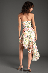 Gereas Halter Floral Ruffle Dress