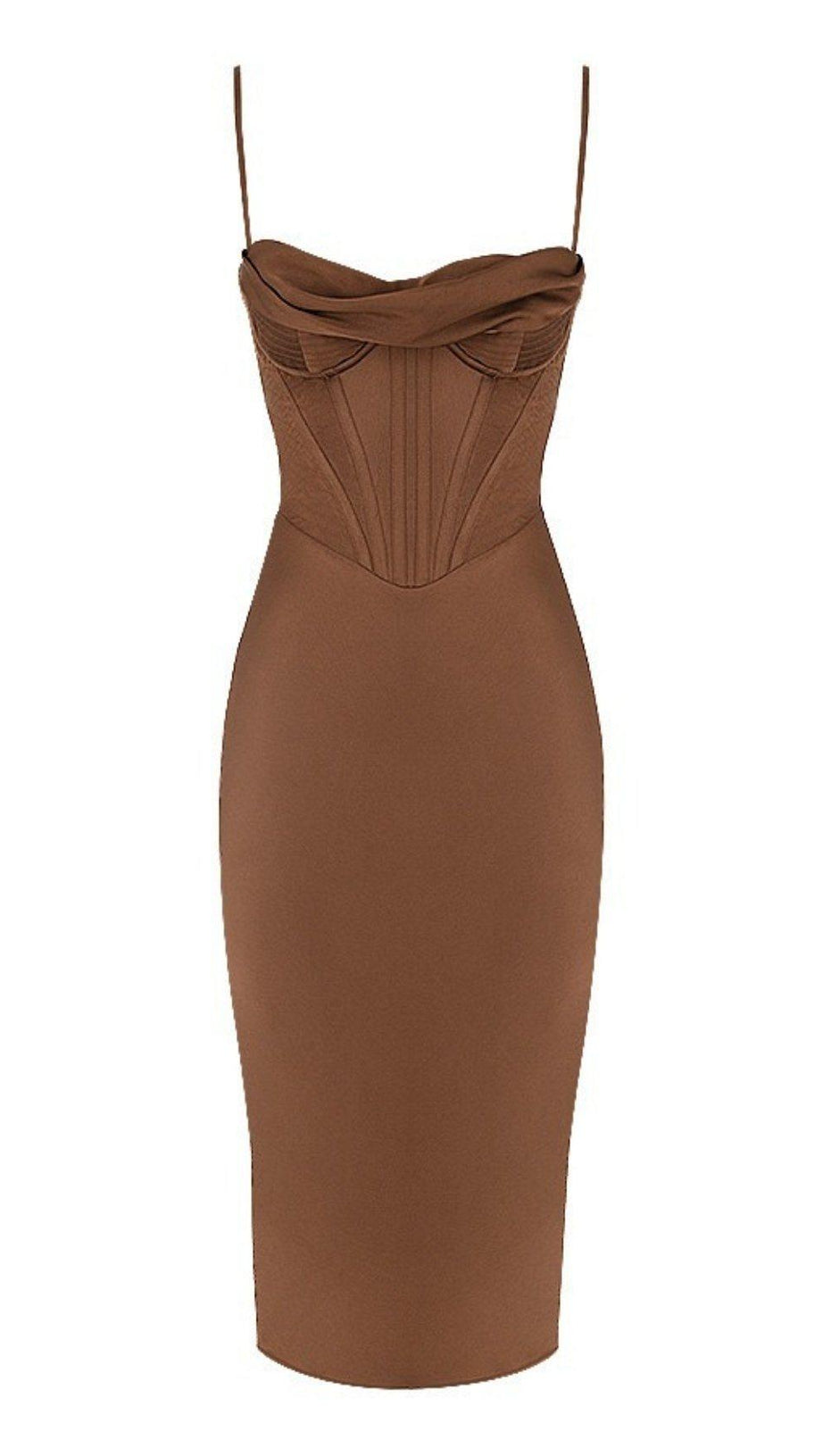ABITO SOTTOVESTE CON CORSETTO IN RASO CIOCCOLATO 