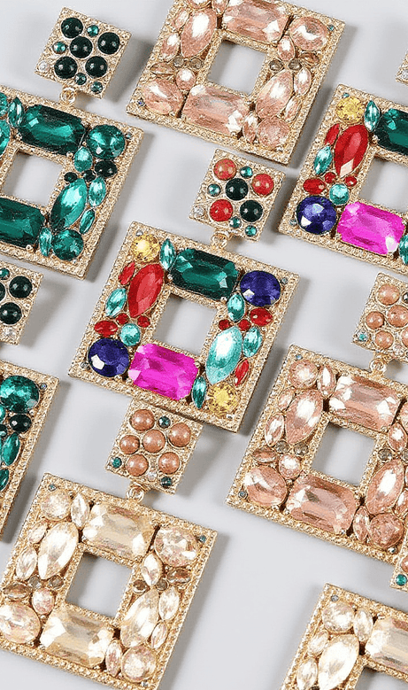 Gem Door Knocker Statement Earrings