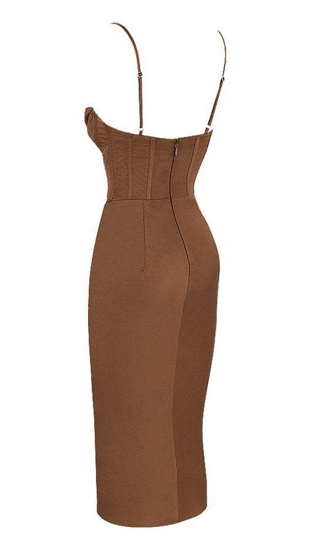 SCHOKOLADENFARBENER SATIN-KORSETT-UNTERKLEID 