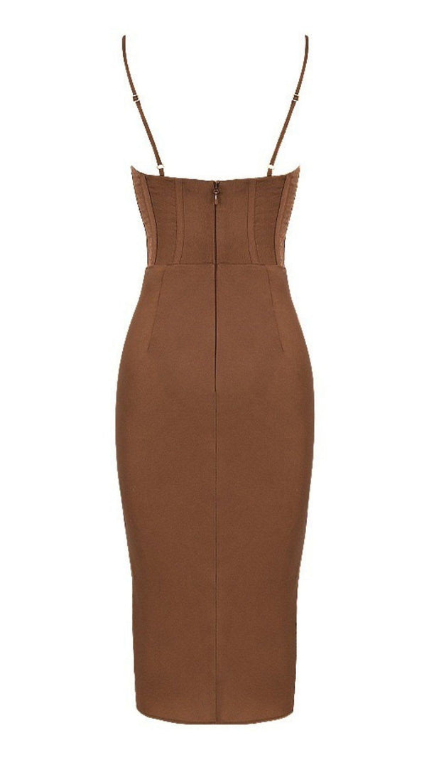 SCHOKOLADENFARBENER SATIN-KORSETT-UNTERKLEID 