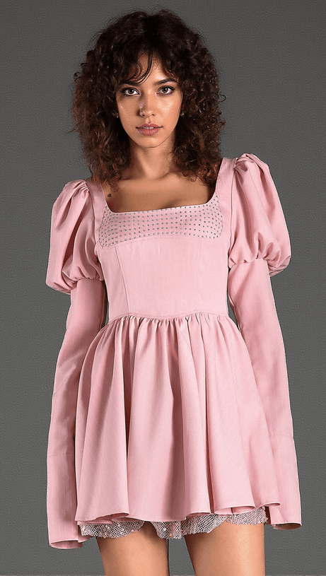 Mideia Minikleid mit Puffärmeln und eckigem Ausschnitt