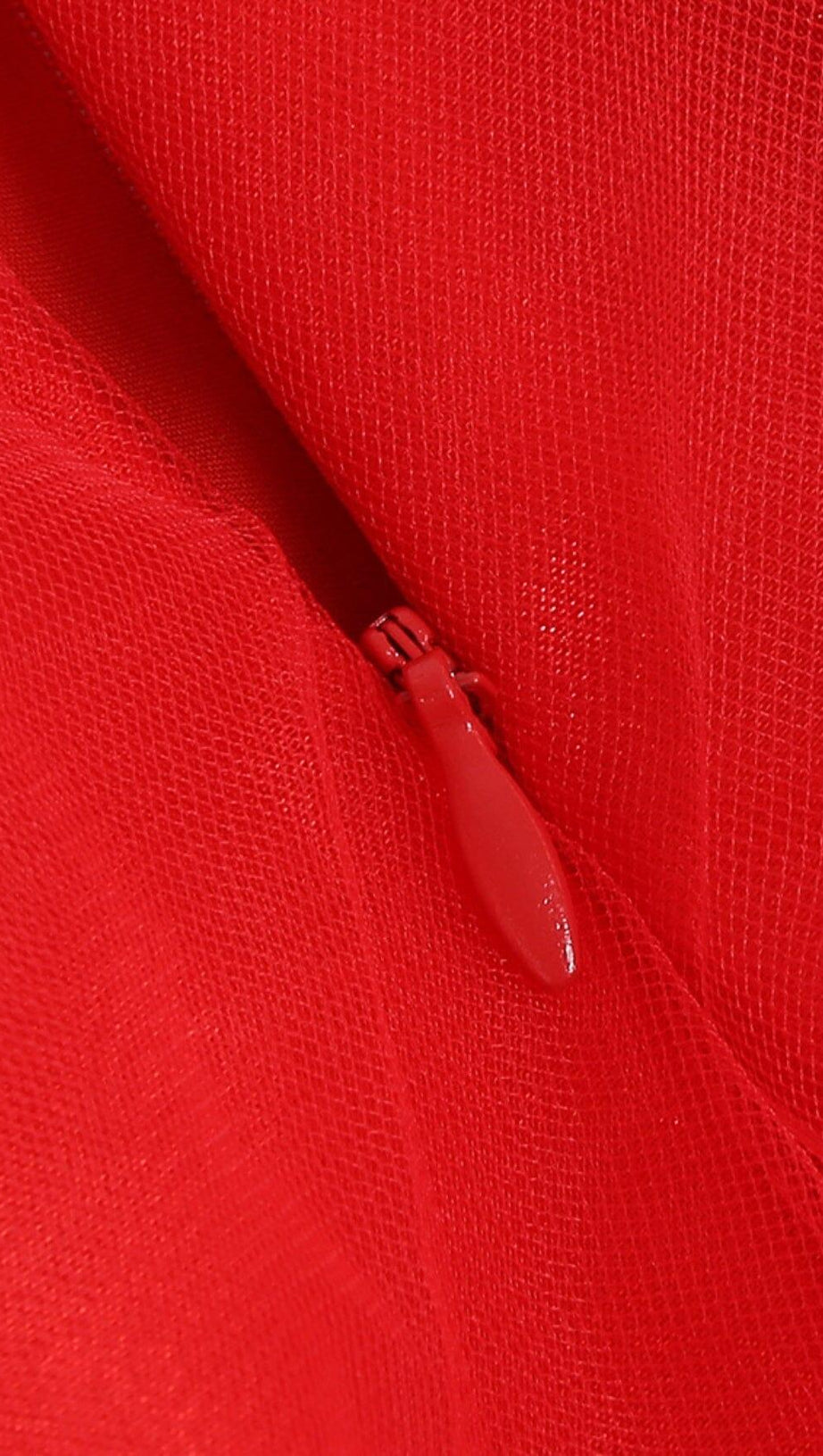 FEATHER V-NECK NET MIDI DRESS IN  MAHOGANY