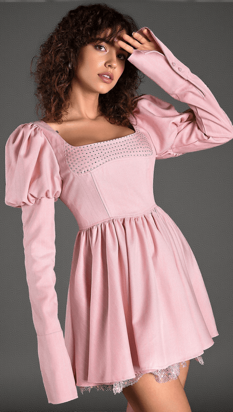 Mideia Minikleid mit Puffärmeln und eckigem Ausschnitt