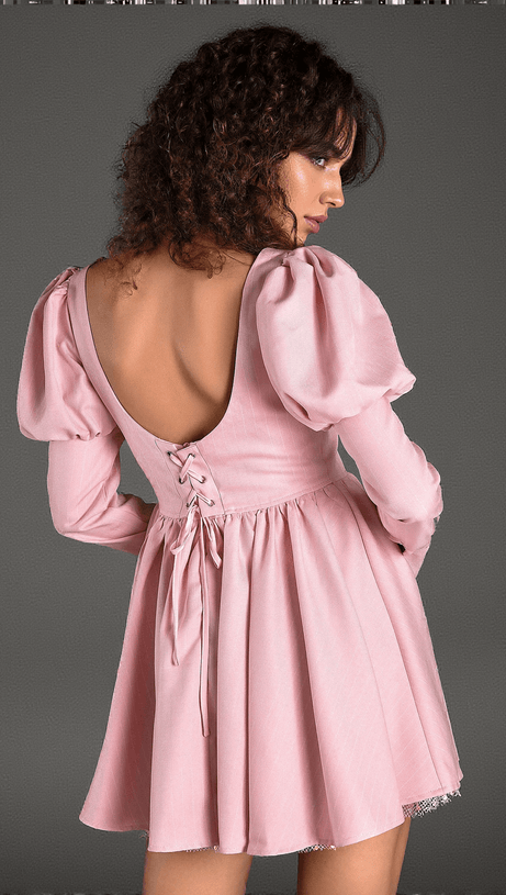 Mideia Minikleid mit Puffärmeln und eckigem Ausschnitt