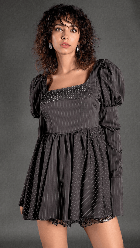 Mideia Minikleid mit Puffärmeln und eckigem Ausschnitt