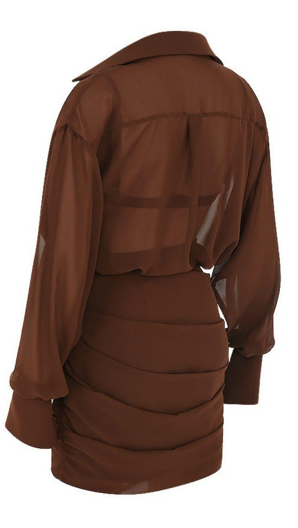 Chocolate Chiffon Shirt Dress and Bralette