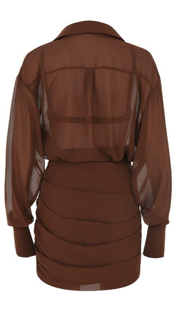 Chocolate Chiffon Shirt Dress and Bralette