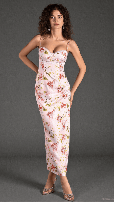 Arvanita Spaghetti-Kleid aus gewebtem Print