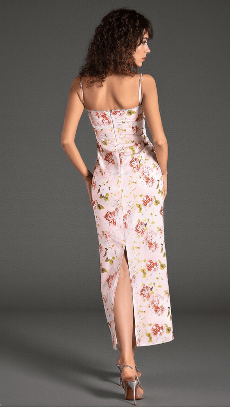 Arvanita Spaghetti-Kleid aus gewebtem Print