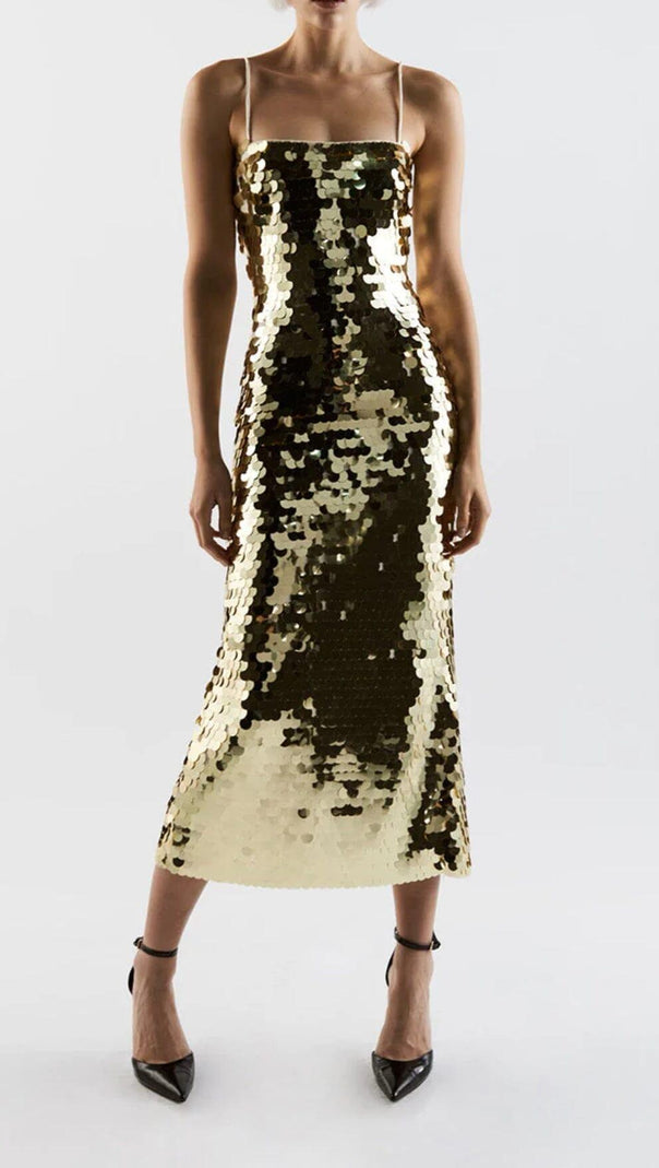 AIIZIE SEQUIN SLIP MIDI DRESS IN METALLIC - product image