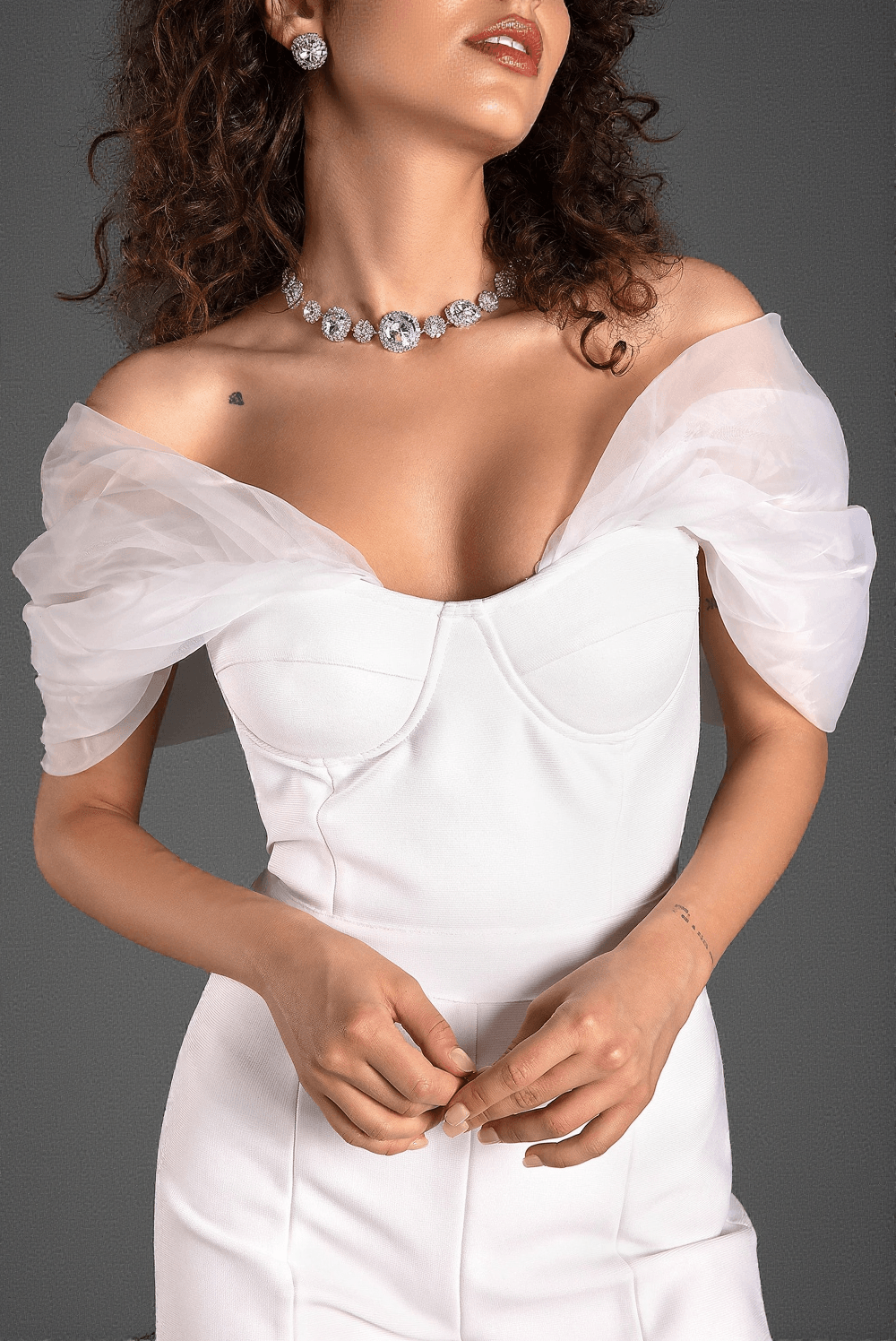 Schulterfreier Patchwork-Jumpsuit „Kane“