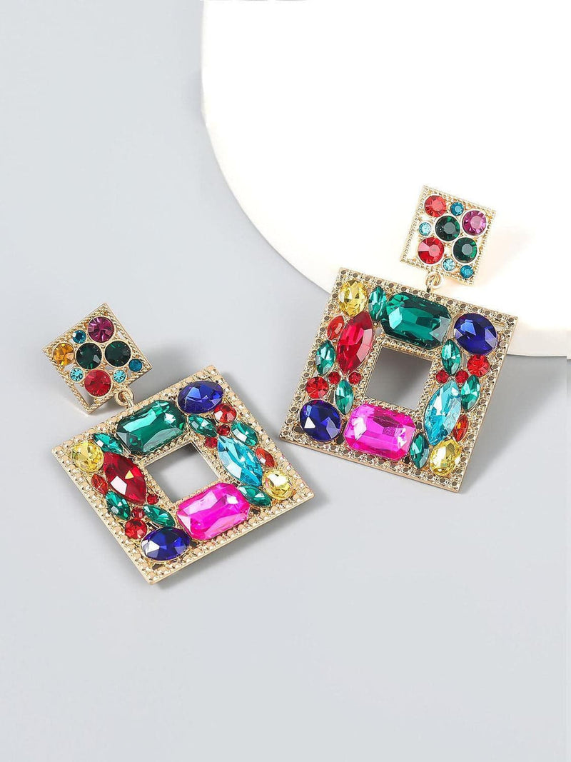 Gem Door Knocker Statement Earrings