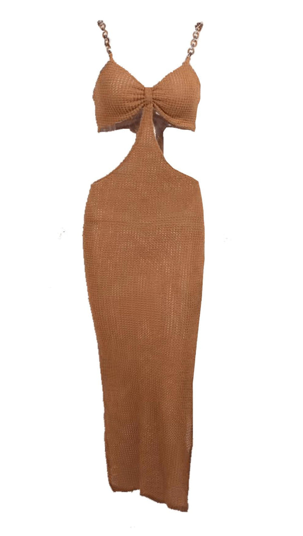 Kleid mit Kettenschlitz und Cutout.