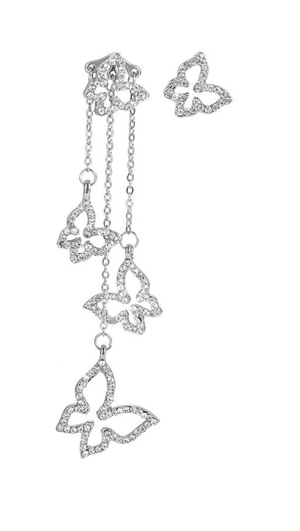AIIZIE BUTTERFLY ASYMMETRICAL TASSEL EARRINGS - product image