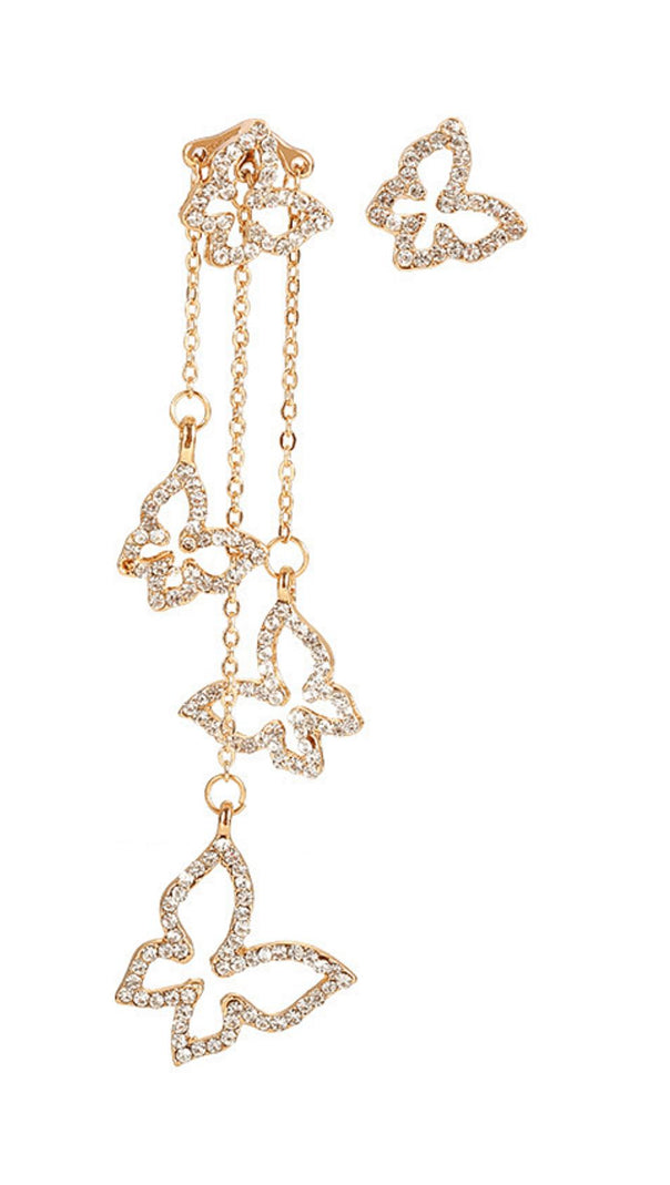 AIIZIE BUTTERFLY ASYMMETRICAL TASSEL EARRINGS - product image