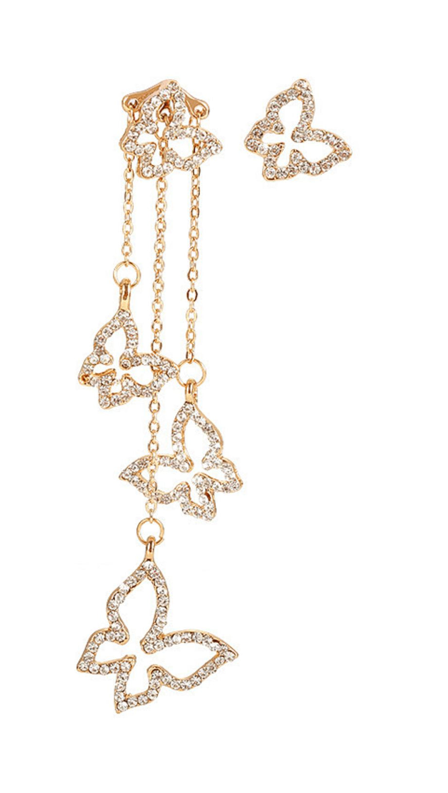 BUTTERFLY ASYMMETRICAL TASSEL EARRINGS