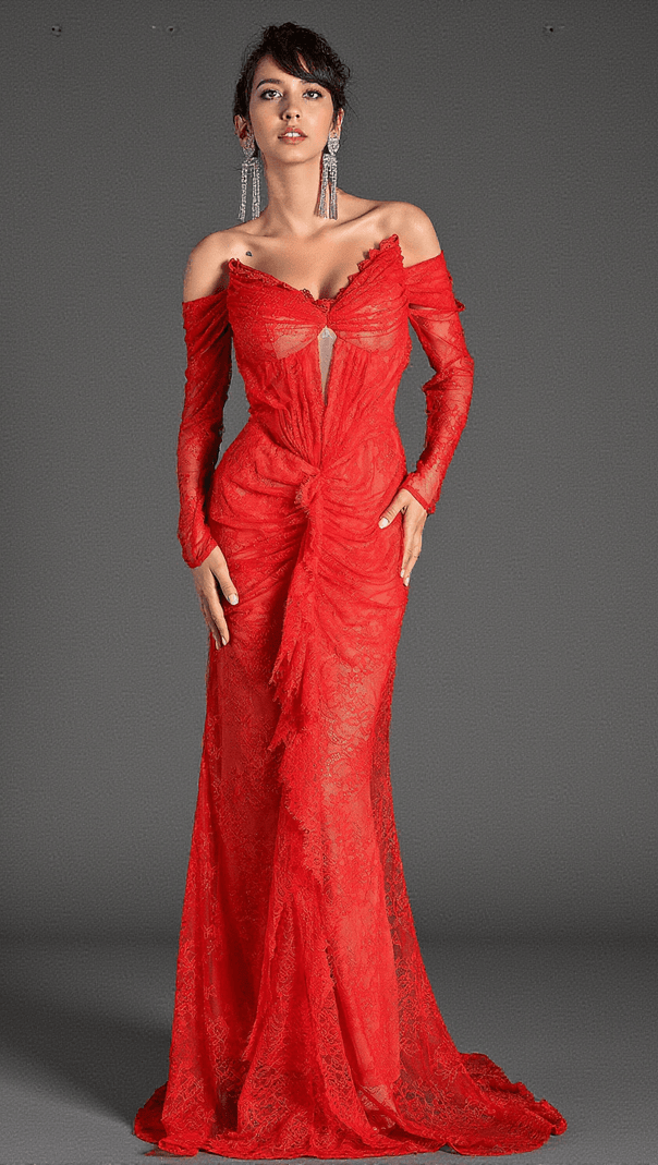 AIIZIE LILLEA OFF SHOULDER LACE MERMAID DRESS - product image