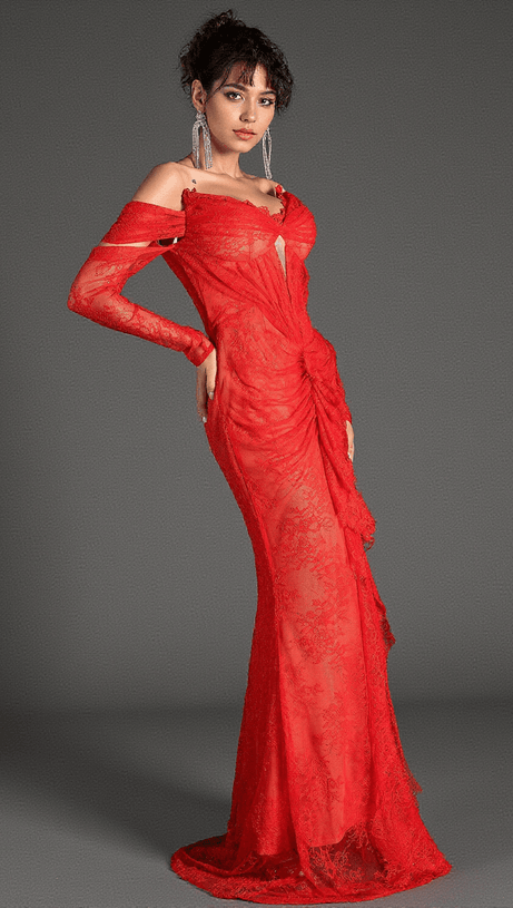 Lillea – Schulterfreies Meerjungfrauenkleid aus Spitze