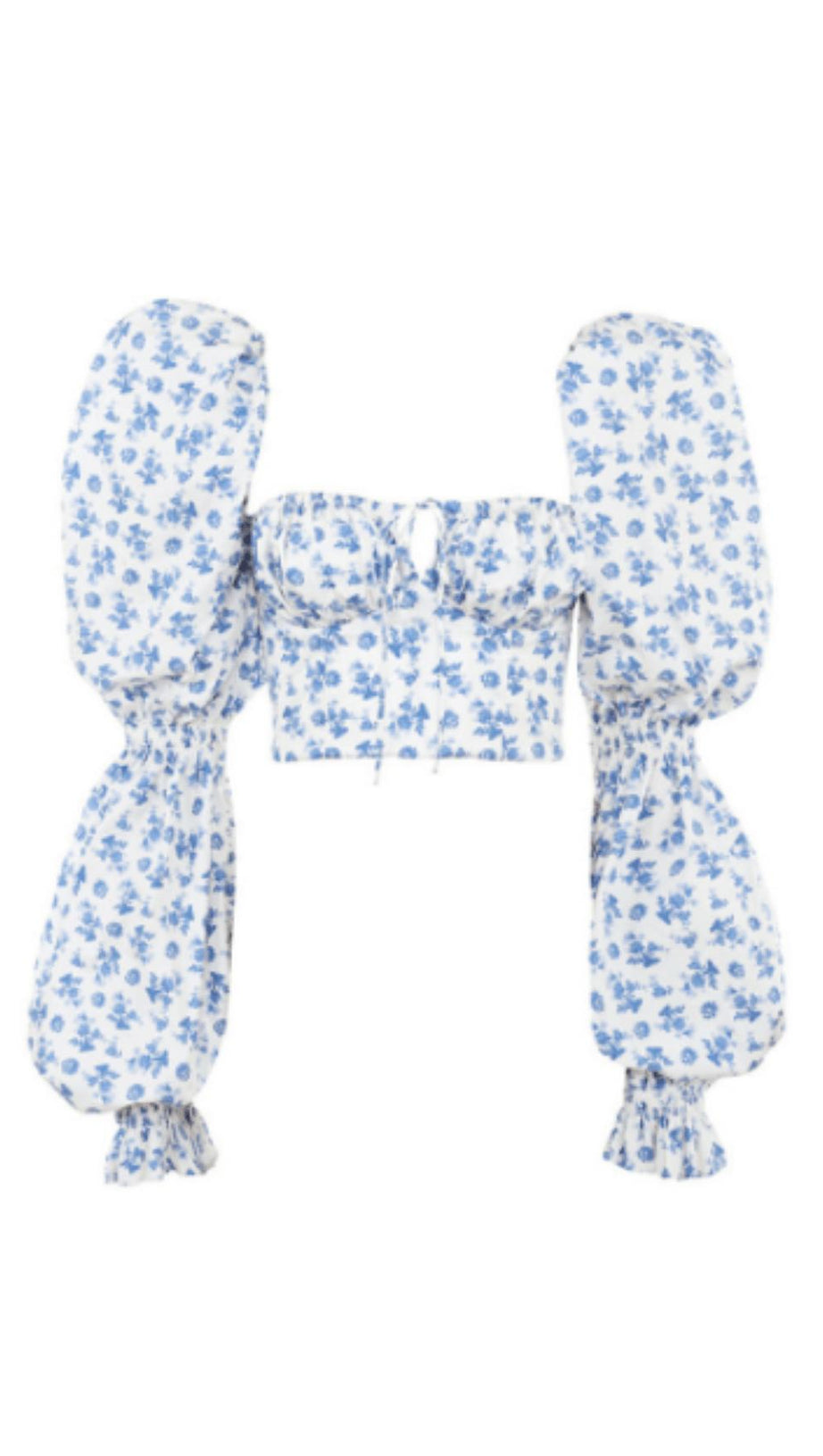 Oberteil mit Puffärmeln und Taillenbund